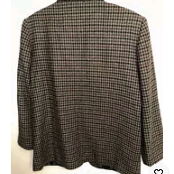 Vintage Sag Harbor Wool Blazer Jacket Academia Houndstooth Brown Size 10 - Picture 2 of 7